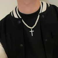 Collier de perles Hip Hop Choker Fashion Jewelry Femmes Hommes Croix Pendentif Collier