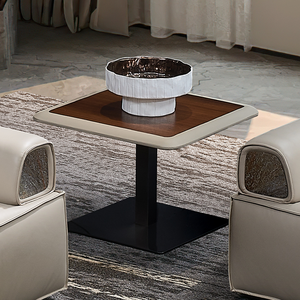 Tables basses miniatures en bois, métal et cuir, style moderne et luxueux, petites tables basses carrées d'angle pour le bureau et la maison - Product Image 1