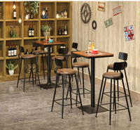 Table de bar en bois massif Table haute ronde Table ronde Ensemble de chaises Petite table haute simple Chaise de table de bar