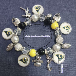 国境を越えた卸売高品質<span class=keywords><strong>NFL</strong></span>チームチャームブレスレットアメリカンフットボールチームパンド合金天然石ベゼルおしゃれ - Product Image 4