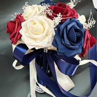 Bouquet de mariée de luxe bleu marine et bordeaux, roses en mousse avec accent en strass pour mariage