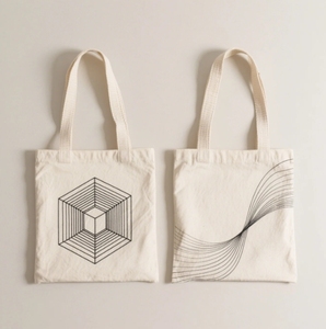 Bolsas de compras recicladas al aire libre diseño logotipo impreso personalizado lienzo de lona impresión geométrica personalizada - Product Image 5