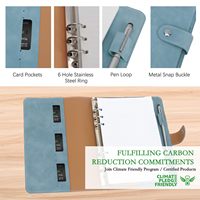 A5 Ringbuch Nachfüllbarer Planer Notizbuch 6-Ring, Blaues PU-Leder Notizbuch mit Taschen, Trennblättern, Nachfüllpapier