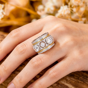 Anello bicolore da donna in stile vintage, accessorio da dito per uso quotidiano - Product Image 5