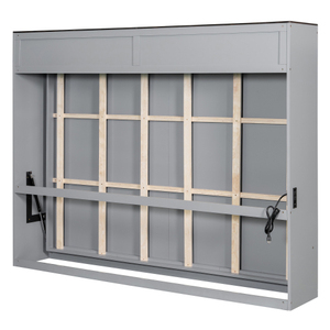 Oehome <b>Queen</b> <b>Size</b> Murphy <b>Bed</b> Wall <b>Bed</b> with Storage Modern Design Wood Frame & USB Port White - Product Image 4