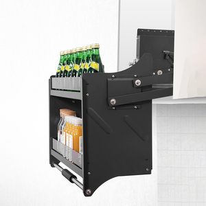 Cestello Estraibile a Doppio Strato in Lega di Alluminio con Funzione Sollevamento e Abbassamento per Ripiani Sopraelevati di Armadi, Portapiatti - Product Image 2