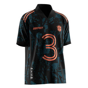 Baju sepak bola desain kerah lipat Retro, baju sepak bola lengan Raglan, teknologi menyerap kelembapan, panel jaring bersirkulasi - Product Image 5