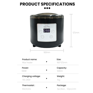 Chauffe-<span class=keywords><strong>cire</strong></span> 500 ml 100 W avec écran LED, pot en acier inoxydable, 110-240 V, pour <span class=keywords><strong>cire</strong></span> dure en grains et blocs, usage domestique et professionnel, OEM ODM - Product Image 5