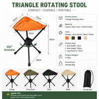 Chaise d'extérieur portable en métal, tabouret pliant triangulaire pivotant léger pour la pêche, le camping, la randonnée et le cyclisme
