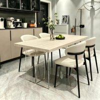 Table à manger suspendue en pierre, chaise 2026, nouvelle petite table à manger pliable carrée en acrylique, style crème, luxe léger pour la maison