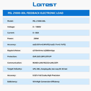 Charge électronique programmable haute puissance 0-1000V 0-80A 20KW pour laboratoire, faible ondulation de tension, faible bruit, retour d'énergie de 95% - Product Image 5