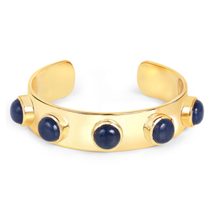 Bijoux jonc en laiton fait main avec pierre précieuse saphir bleu naturel - Product Image 2