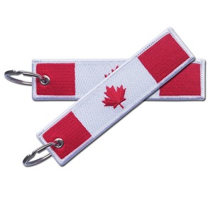 Porte-clés personnalisé avec drapeau canadien OEM, étiquette privée tissée pour les distributeurs de produits promotionnels, marques canadiennes - Product Image 1