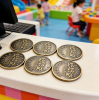Jetons de jeu personnalisables anti-contrefaçon, pièces en fer de style antique, utilisés pour les jeux d'arcade en intérieur, prise en charge de l'anglais