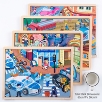 Puzzle en bois pour enfants, thème Véhicules de police, de pompiers et de construction, en bois de tilleul découpé au laser, non toxique, finition mate, boîte cadeau, OEM