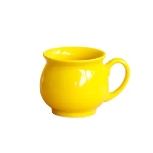 Grand ventre jaune moderne tasses tasse en céramique émaillée mate pour cadeaux