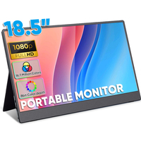 Moniteur portable SIBOLAN 18,5 pouces 1080P IPS en alliage d'aluminium, double haut-parleur, design sans cadre, fréquence de rafraîchissement de 60 Hz, moniteur de jeu