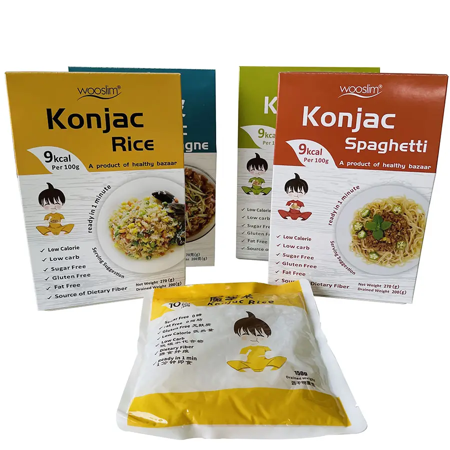 Keto alimentaire Konjac Usine Nouilles Instantanées Faible Gi Zéro Calorie Sans Sucre Biologique Vente en gros Riz Shirataki séché mince