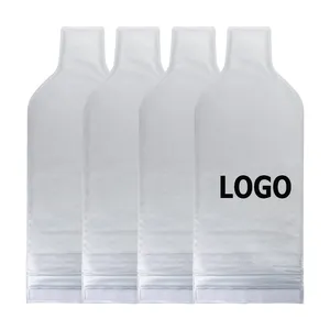 Custom Logo Reusable Clear PVC Airplane Travel Double Inner Bubble Wine Bottle Protector Sleeves Wrap Carrier Bag Gift Bags