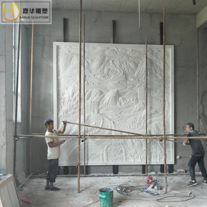 Relieve de piedra tallada Jiahua con diseño de la Gran Muralla China, panel decorativo de arte en mármol de estilo chino. - Product Image 1