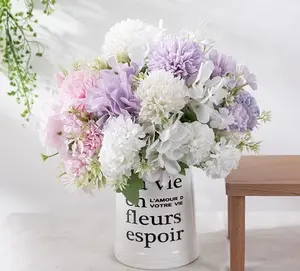 Buquê de flores de casamento estilo Ins mini bola rosa branco chrysanthemum freio pequeno buquê de hortênsias