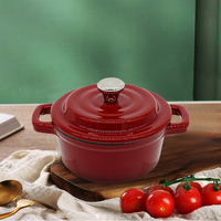 Casserole en fonte émaillée personnalisée Bright Houseware, design mignon et écologique, diamètre du couvercle 10 cm, compatible avec toutes les cuisinières