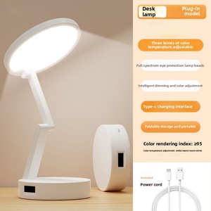 Lampe de bureau LED moderne super lumineuse, longue autonomie, protection des yeux, batterie externe, corps en plastique blanc pour étudiants, école, dortoir - Product Image 2