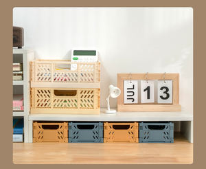 Vente chaude Organiseur de bureau personnalisé Panier de rangement empilable pliable en plastique Caisses pliables - Product Image 6