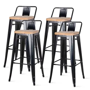 langfang bazhou factory wholesale hot sale stackable metal barstool high back bar stool chair barstool chairs with back