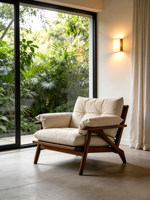 Fauteuil simple en bois massif, idéal pour le salon ou la chambre, un fauteuil simple de style vintage