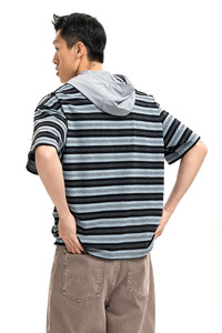 <span class=keywords><strong>Abbigliamento</strong></span> Maschile all'Ingrosso, T-Shirt con Cappuccio a Righe, Design alla Moda, <span class=keywords><strong>Abbigliamento</strong></span> Casual da Uomo di Tendenza, Fornitore <span class=keywords><strong>Online</strong></span> - Product Image 6