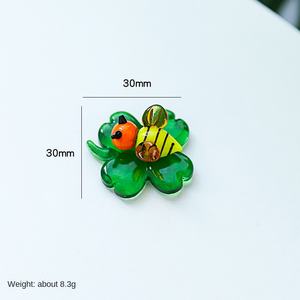 Handgemaakte Miniatuur Groen Blad Murano Lampenwerk Glas Insect Beeldjes Lieveheersbeestje Lieveheersbeestje Miervlinder Rups-Unieke Ambachten - Product Image 2