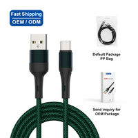 Câble USB tressé en nylon de type C pour la recharge, vente en gros directe usine