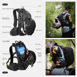 Sac à dos de cyclisme Rhinowalk 12 litres, sac à dos de randonnée pour cyclistes, sac à dos de vélo avec housse pour casque - Product Image 5