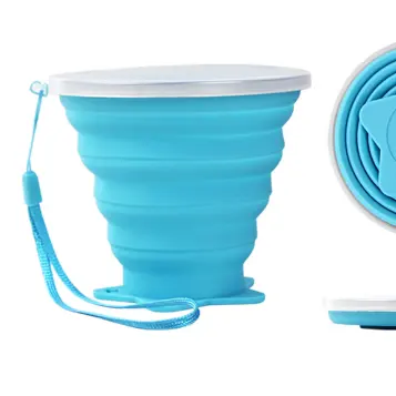 New portable folding coffee cup silicone folding handy cup with rope for travel