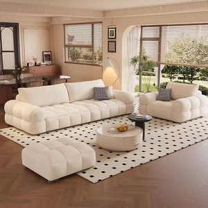Conjunto de sofá seccional moderno de tela con brazos acolchados de diseño capitoné para sala de estar - Product Image 1