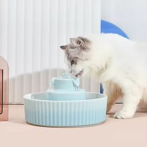Fontaine à eau pour chat en céramique 2,1 L, abreuvoir automatique pour animaux de compagnie avec distributeur en porcelaine rechargeable - Product Image 2