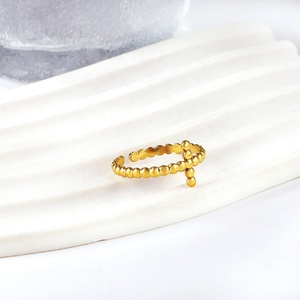 Anillos de Acero Inoxidable con Diseño de Puntos Redondos para Mujer, Joyería de Moda, Resistentes al Agua, Chapados en Oro de 18k, Anillo Cruzado Abierto con Personalidad - Product Image 4