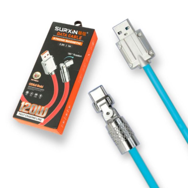Type C Mobile Phone Type-c to Type-c 6A Fast Charging 120W PD 180 Degree Rotation USB C to C Silicone Charging Cable