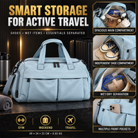 Sac de sport de voyage OEM personnalisé avec compartiment à chaussures, séparation humide/sec et pochette pour trolley, idéal pour les week-ends et le fitness