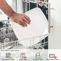 Vaisselle en mélamine personnalisée avec logo, 9,5 pouces, carrée, dîner, incassable, blanche, moderne, assiettes de service
