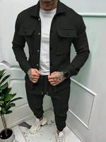 Tren Pakaian Fashion Terbaru Pria Musim Semi dan Gugur Celana Kasual Kancing Set 2 Potong