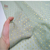 Vente en gros 100% de soie biologique Jacquard Saree Golden Polka Dots Shimmer Georgette Tissu organique Imprimé Robe Filles Mariages