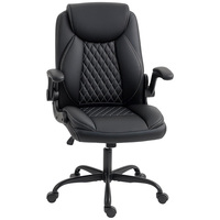 Chaise de bureau exécutive en cuir PU noir, ergonomique, pivotante, avec accoudoirs réglables en hauteur et inclinables, pour le bureau à domicile
