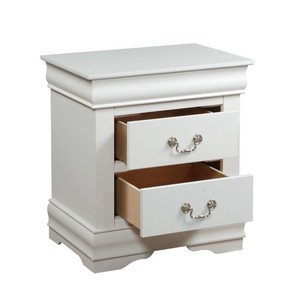 Traditional Classic White <b>2</b> <b>Drawer</b> Nightstand Wooden Bedroom Furniture - Product Image 3
