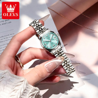 OLEVS 7133 Montre à quartz classique élégante pour femme, style tendance, calendrier, acier inoxydable, best-seller