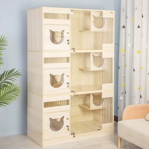 Casa <span class=keywords><strong>de</strong></span> Lujo para Gatos Estilo Hotel, Jaula <span class=keywords><strong>de</strong></span> Madera Grande <span class=keywords><strong>de</strong></span> 180 cm para Interiores y Exteriores, Mansión <span class=keywords><strong>de</strong></span> Lujo para Gatos, Muebles Elegantes - Product Image 2