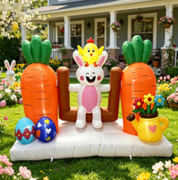 Décoration de jardin gonflable lumineuse de 8 pieds, marque Norco, motif lapin de dessin animé sur balançoire, avec carottes, œufs et lumières LED, pour fêtes en extérieur/intérieur