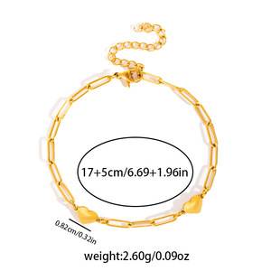 สร้อยข้อมือสแตนเลสแฟชั่นฤดูร้อน MW Wholesale - ดีไซน์ดอกไม้เล็กๆ รูปหัวใจ ลูกปัดสี่เหลี่ยม สายโซ่บางเบา ป้องกันการหมองคล้ำ สำหรับผู้หญิง - Product Image 6