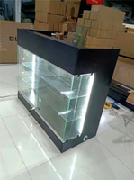 Comptoir de caisse moderne à LED avec vitrine en verre trempé, bureau de vente au détail